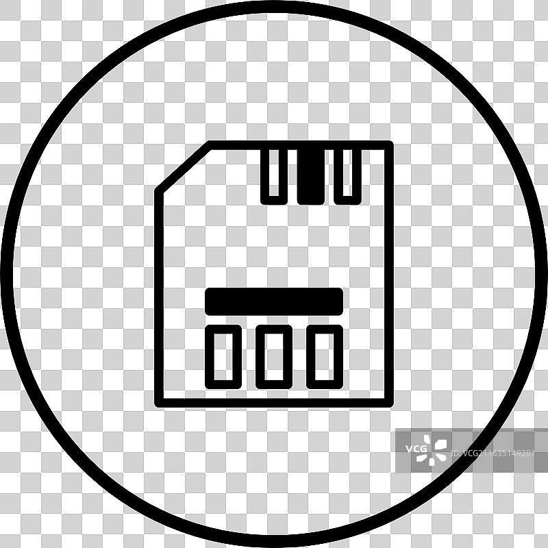 圆形边框内的Micro SD卡符号图片素材