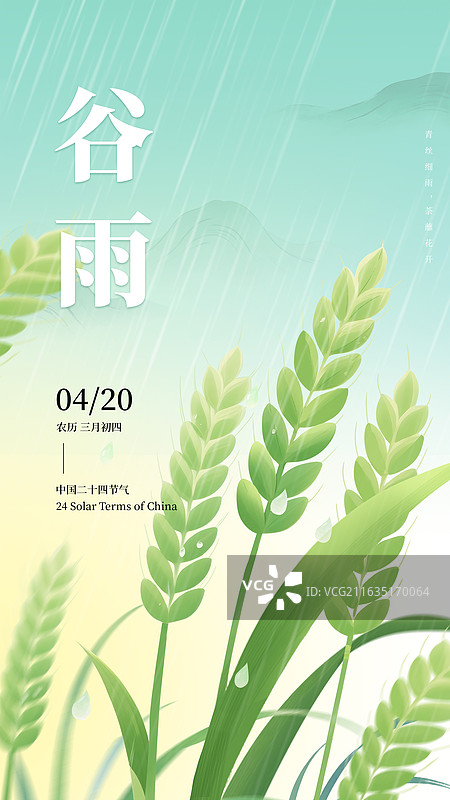 谷雨小麦与春雨图片素材
