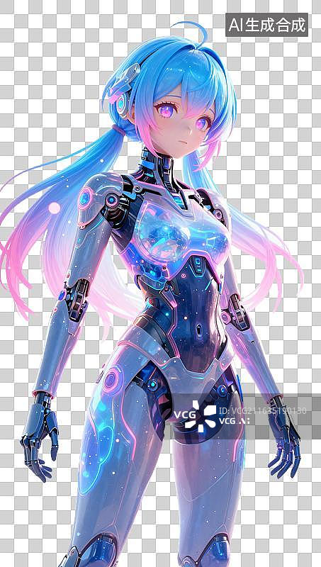 【AI数字艺术】霓虹闪耀的赛博虚拟偶像图片素材