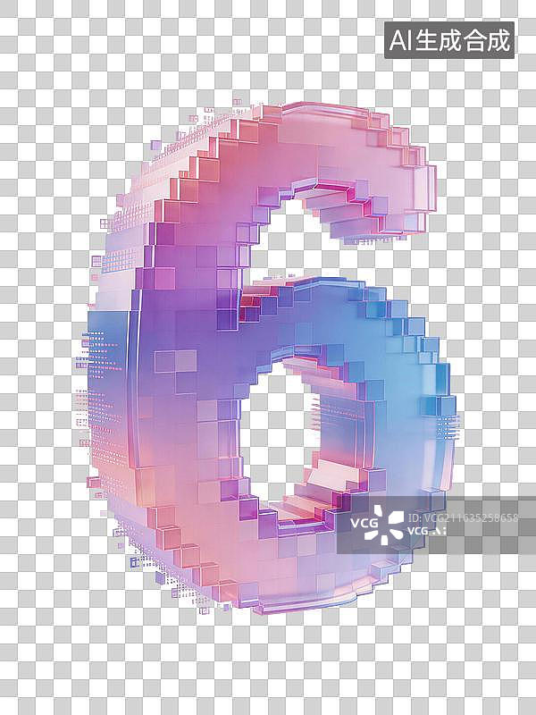 【AI数字艺术】像素风倒计时复古数字6图片素材