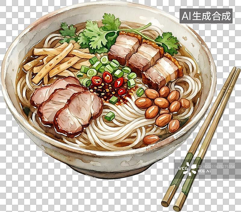 【AI数字艺术】桂林米粉水彩插画图片素材