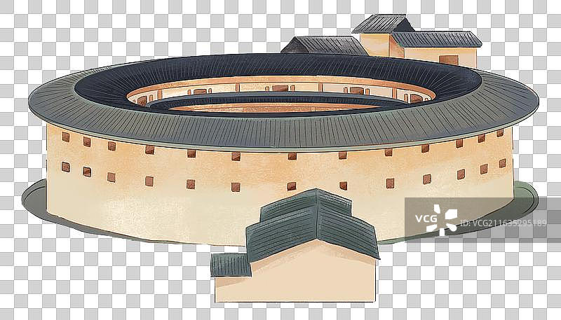 福建客家围屋土楼，福建土楼群元素图片素材