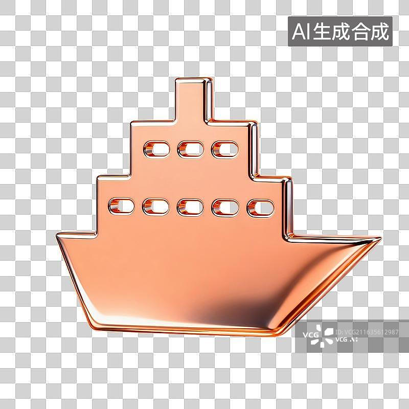 【AI数字艺术】金色船形徽章设计图片素材