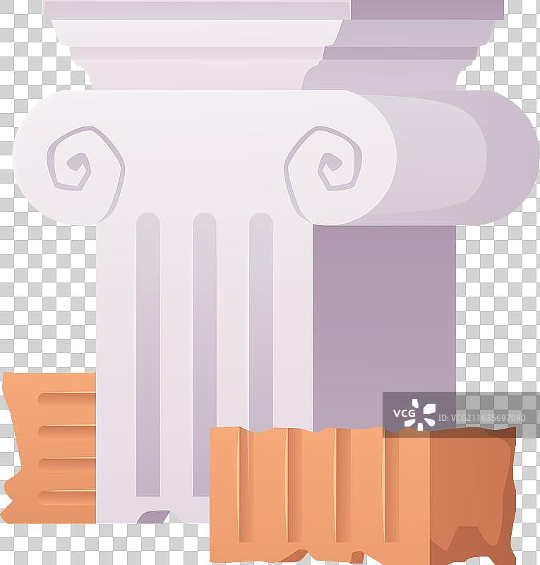 古老的建筑柱子遗迹，扁平化设计图片素材