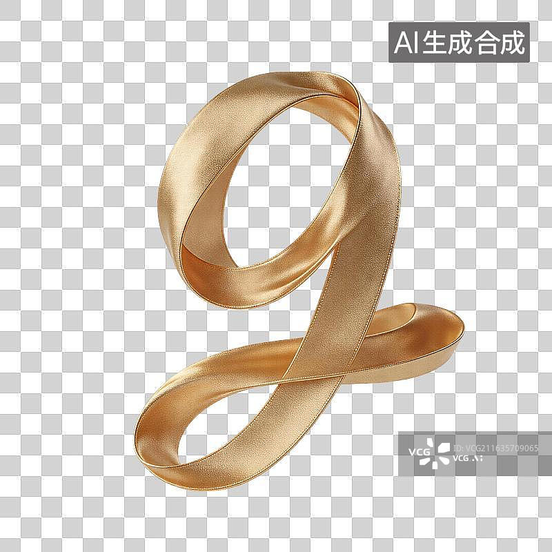 【AI数字艺术】大气金色丝绸立体数字9图片素材