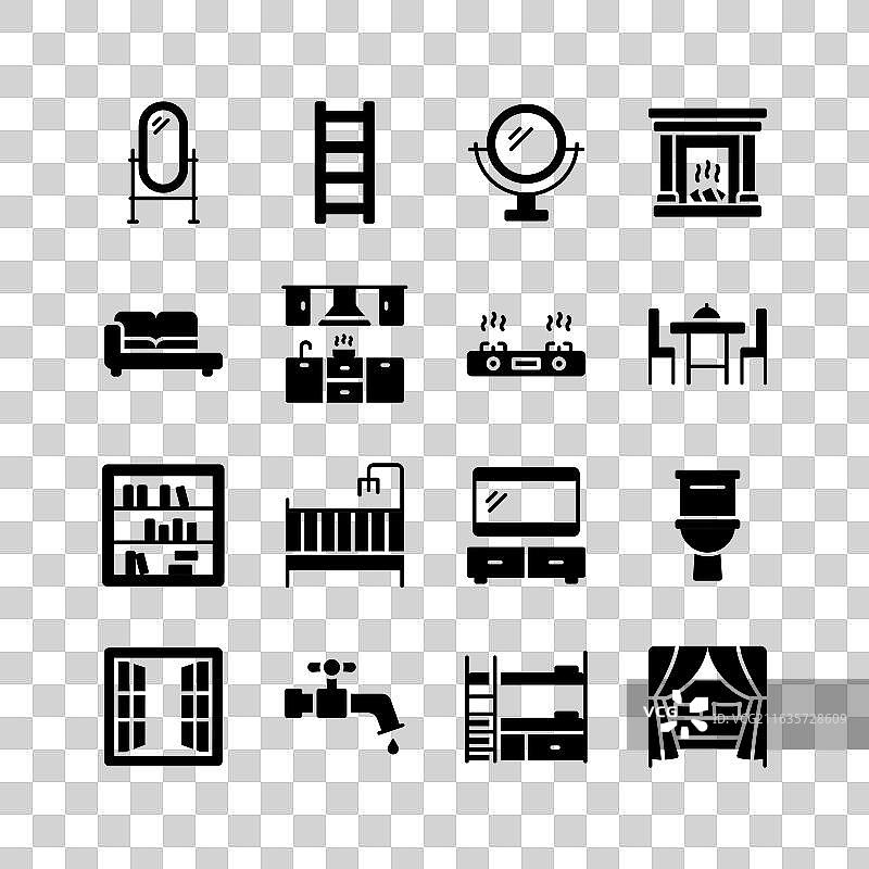 现代家具组合图标（字形风格）图片素材