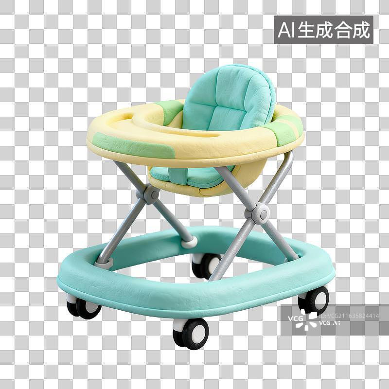 【AI数字艺术】3D粘土风格母婴亲子婴儿学步车元素图片素材