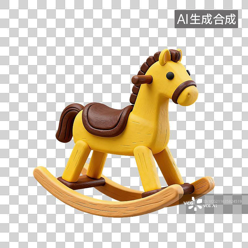 【AI数字艺术】3D粘土风格母婴亲子婴儿木马摇摇马元素图片素材
