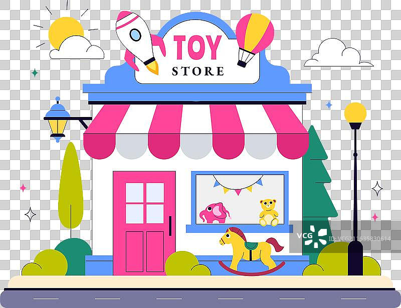 玩具店里陈列着各种类型的玩具图片素材
