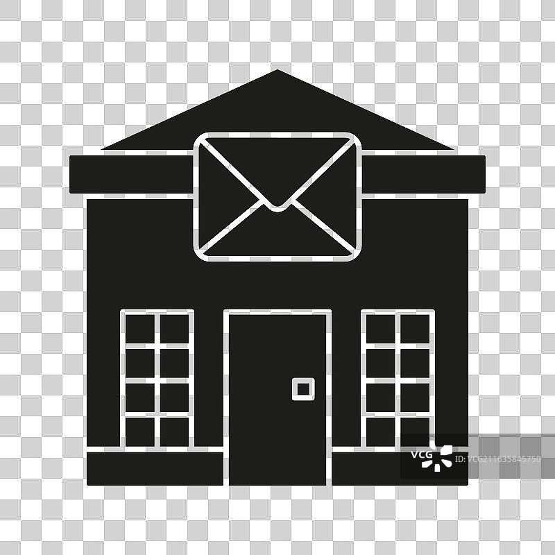 邮局建筑与信封实心图标图片素材