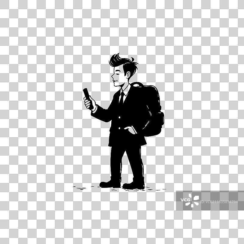 一位快乐的商人在使用智能手机图片素材