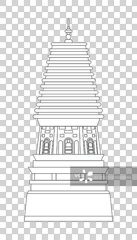 简约线条建筑插画沈阳辽滨塔图片素材