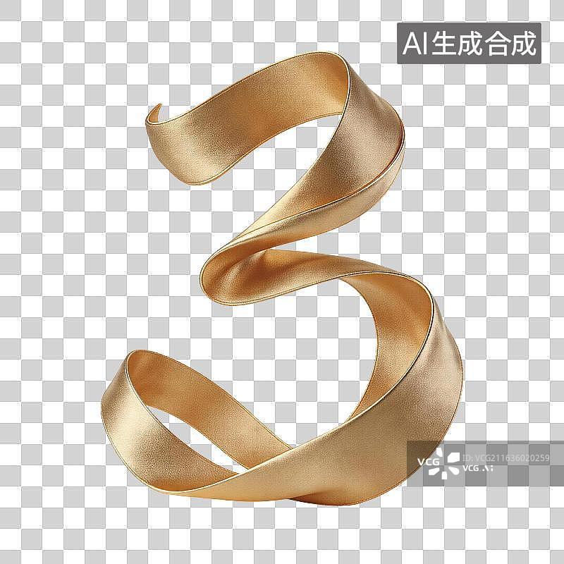 【AI数字艺术】大气金色丝绸立体数字3图片素材