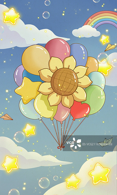 六一儿童节手绘卡通温馨插画图片素材