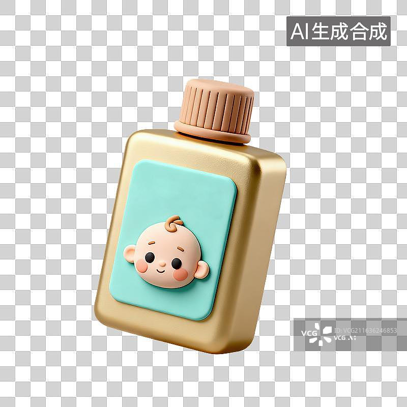 【AI数字艺术】3D粘土风格母婴亲子婴儿洗护瓶元素图片素材