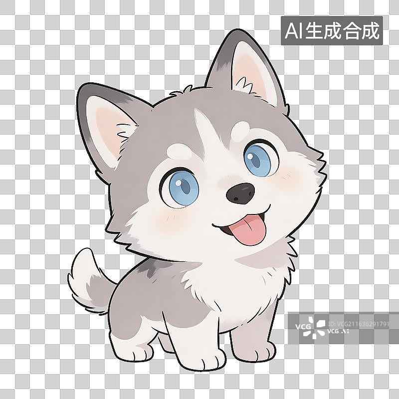 【AI数字艺术】可爱的哈士奇幼犬卡通形象图片素材