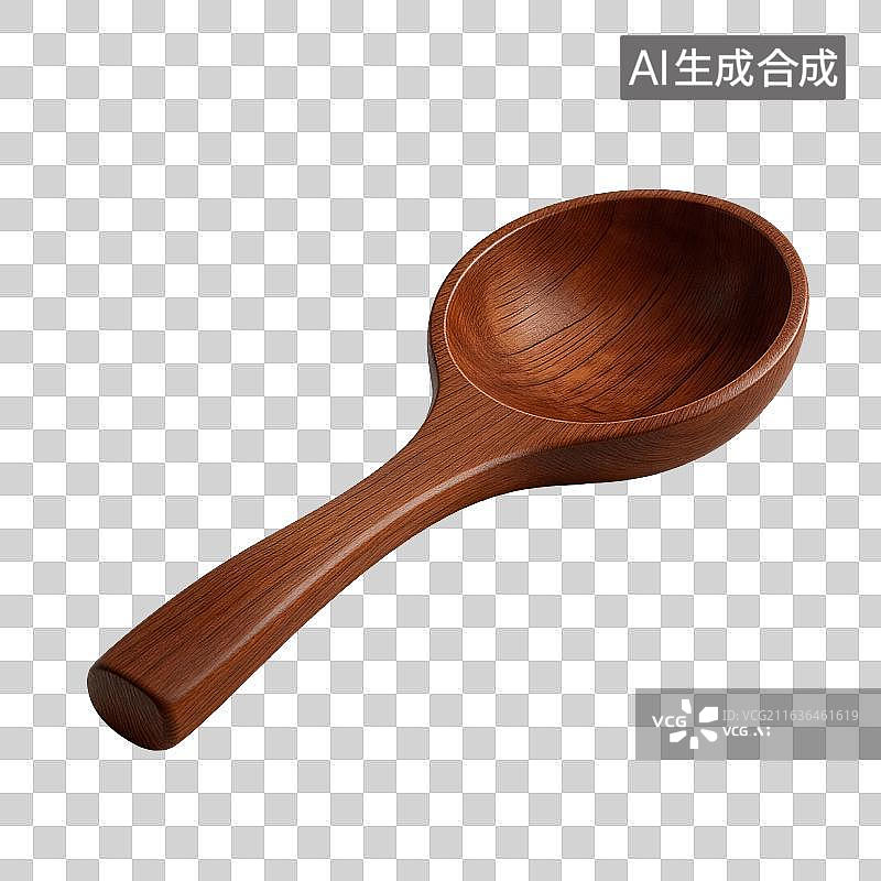 【AI数字艺术】木质长柄勺子（自然纹理）图片素材