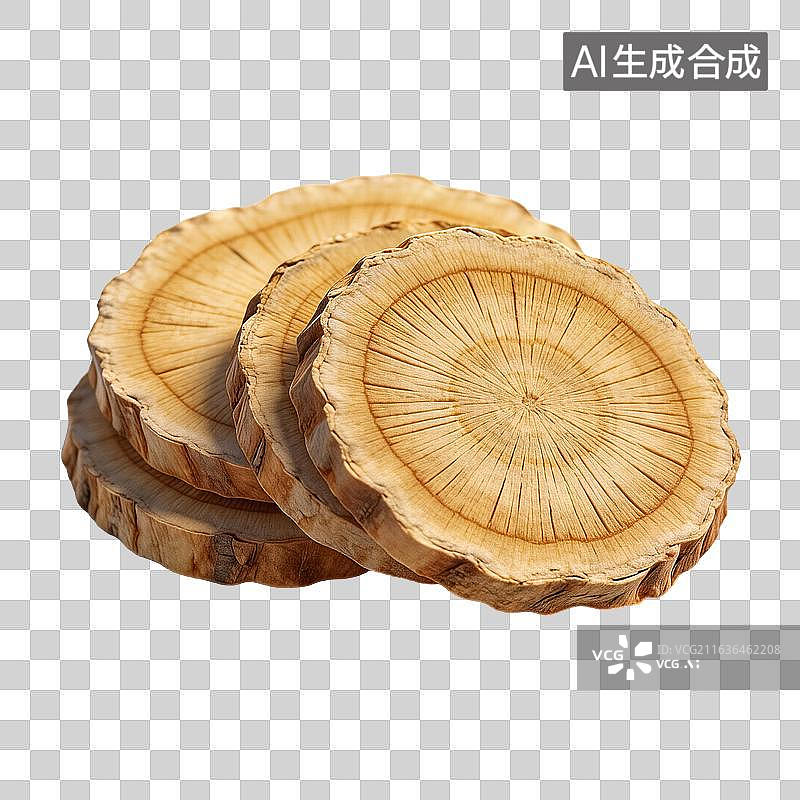 【AI数字艺术】木质杯垫切片（树轮纹理）图片素材