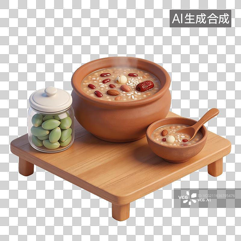 【AI数字艺术】腊八粥腊八蒜食物插画图片素材