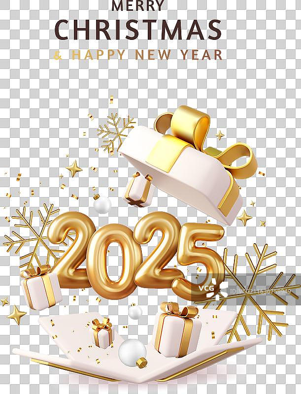 圣诞节和新年2025贺卡图片素材