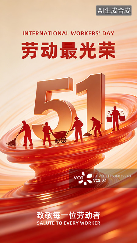 【AI数字艺术】五一劳动节 劳动节 国际劳动节 海报 壁纸 墙纸 宣传图片素材