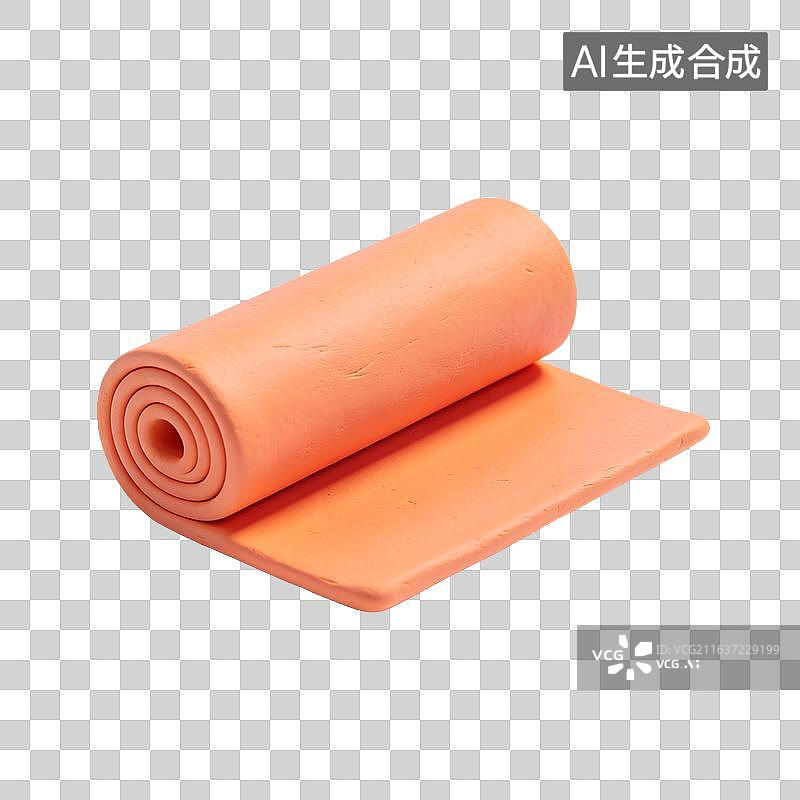 【AI数字艺术】橘色卷状海绵软垫产品展示图片素材