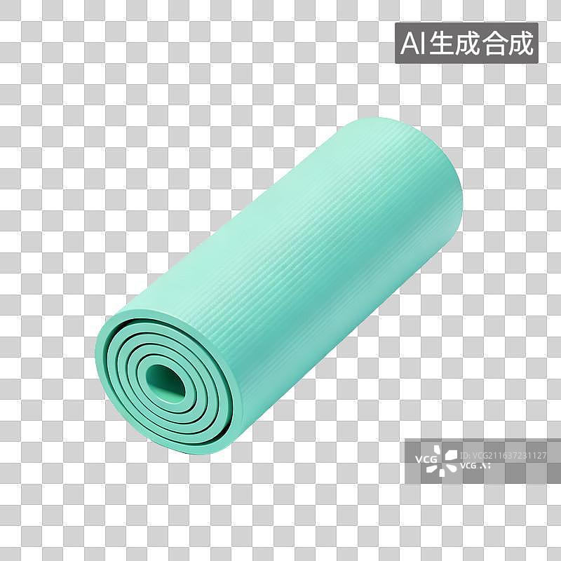 【AI数字艺术】青绿卷状瑜伽垫健身用品图片素材