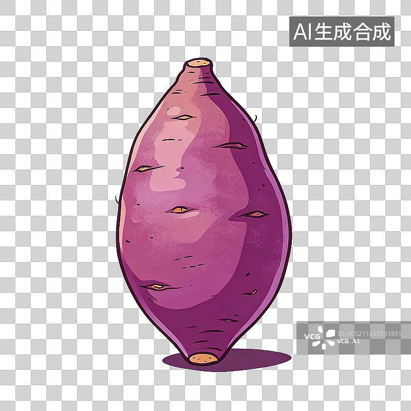 【AI数字艺术】手绘卡通紫薯插画图片素材