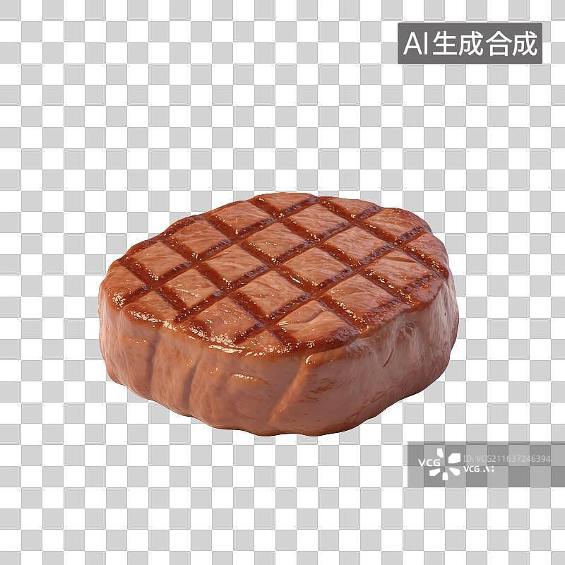 【AI数字艺术】煎烤牛排放置在纯黑背景上图片素材