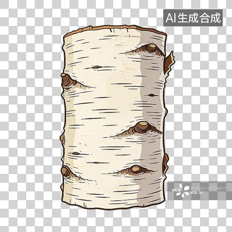 【AI数字艺术】手绘卡通白桦树干截面图片素材