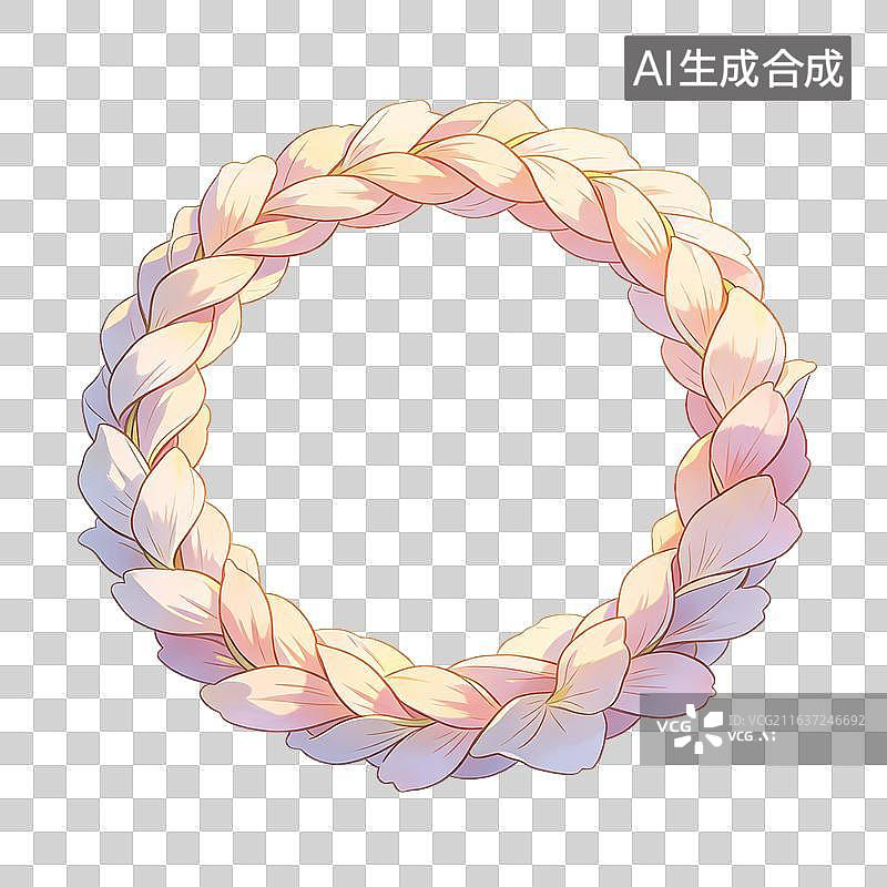 【AI数字艺术】浅粉色花瓣编织环形装饰图片素材