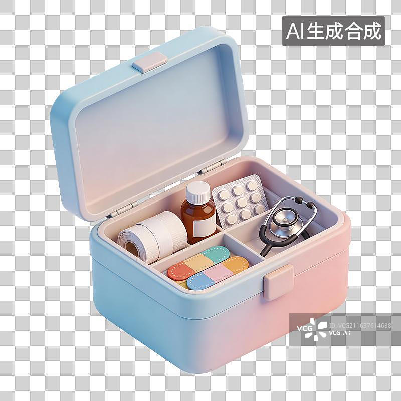 【AI数字艺术】医疗急救药箱插画图片素材