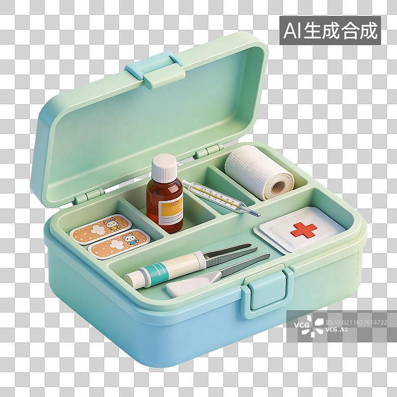 【AI数字艺术】医疗急救药箱插画图片素材