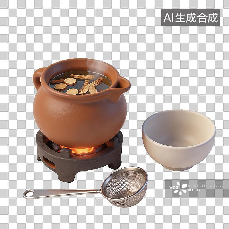 【AI数字艺术】草本植物熬煮插画图片素材