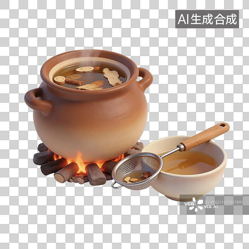 【AI数字艺术】草本植物熬煮插画图片素材