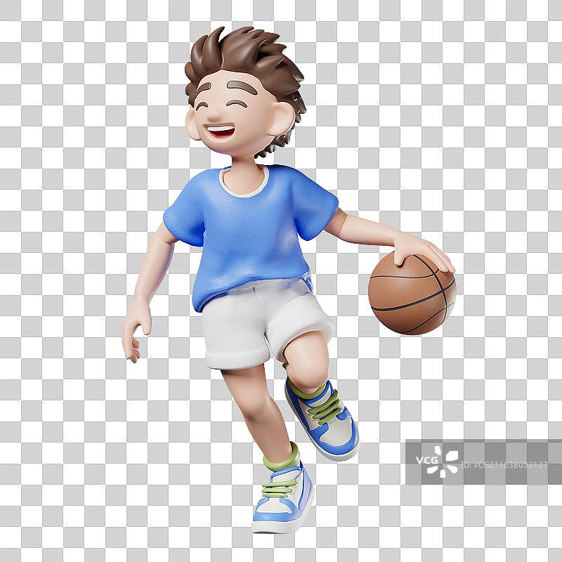 3D打篮球的男孩图片素材