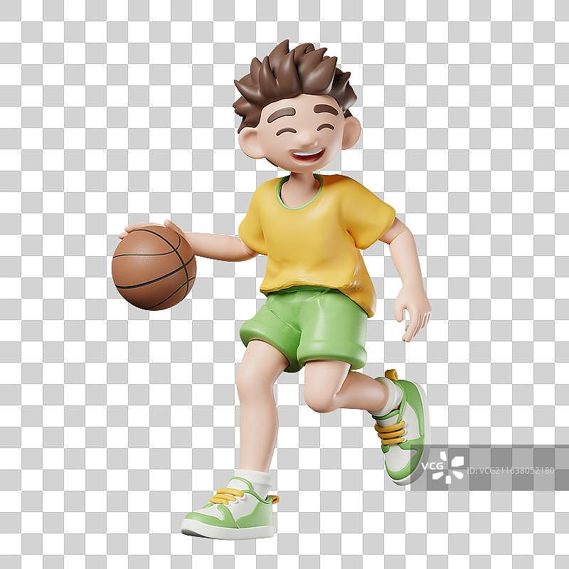 3D打篮球的男孩图片素材