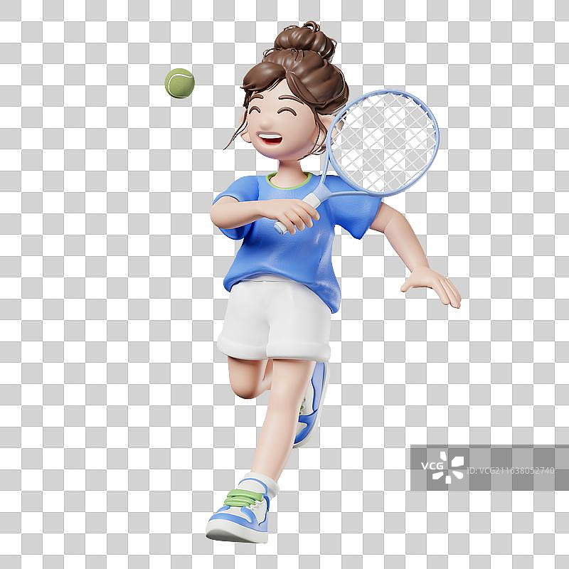 3D打网球的女孩图片素材