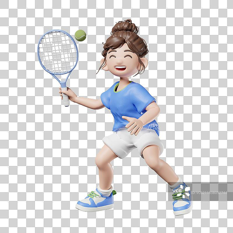 3D打网球的女孩图片素材