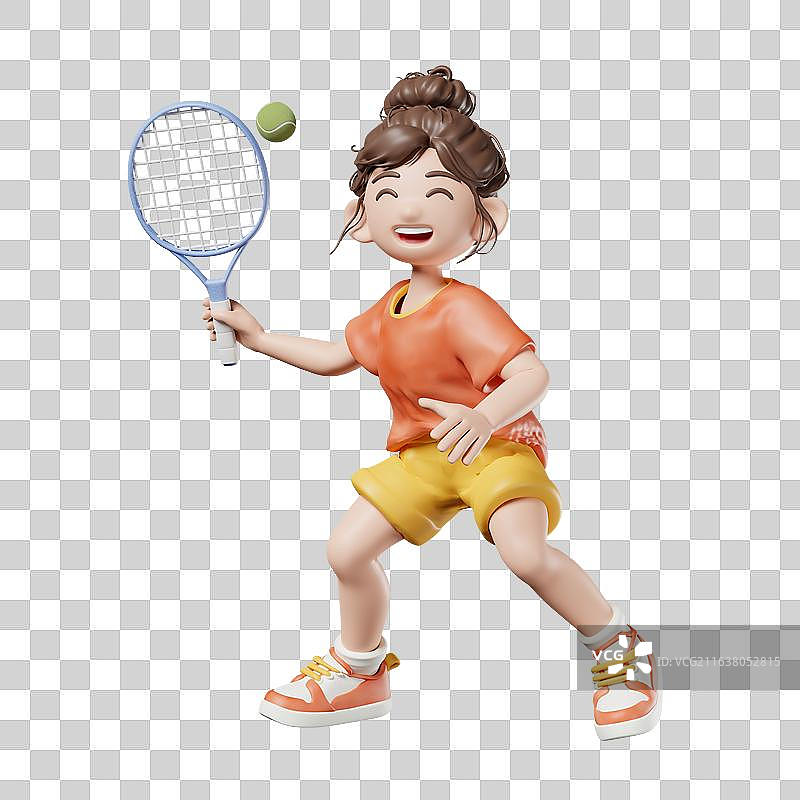 3D打网球的女孩图片素材