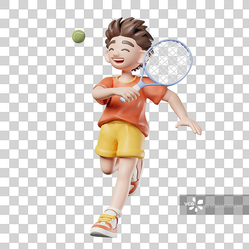 3D打网球的男孩图片素材