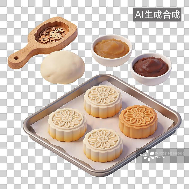 【AI数字艺术】中秋节手工制作月饼插画图片素材