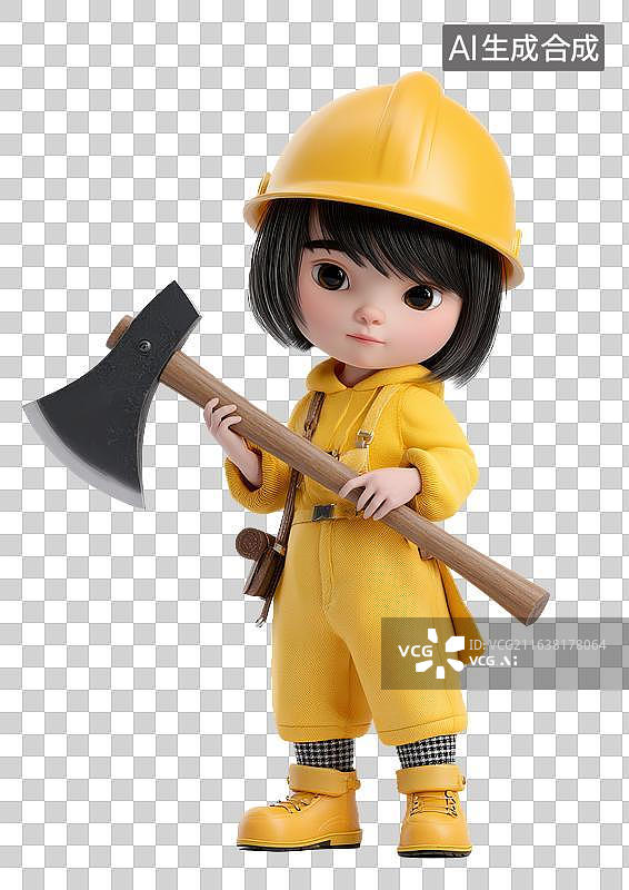 【AI数字艺术】可爱的女生伐木工图片素材