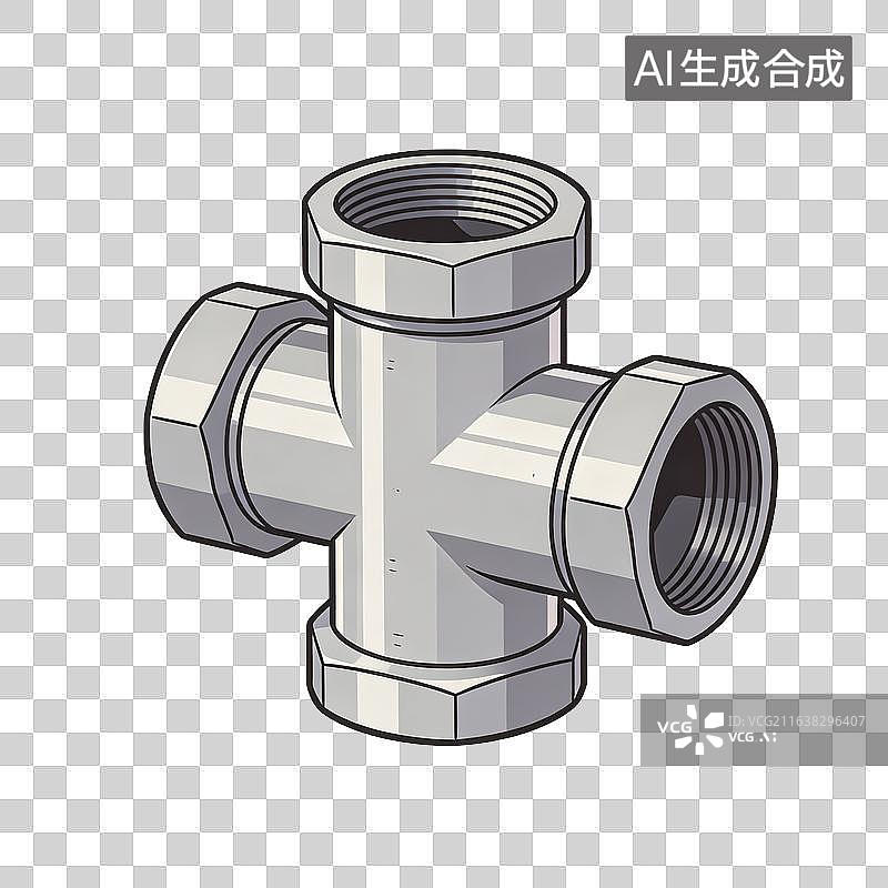 【AI数字艺术】十字型内丝水暖管件插画图片素材