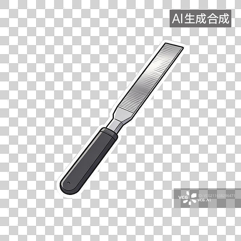 【AI数字艺术】卡通金属扁锉五金工具贴纸图片素材