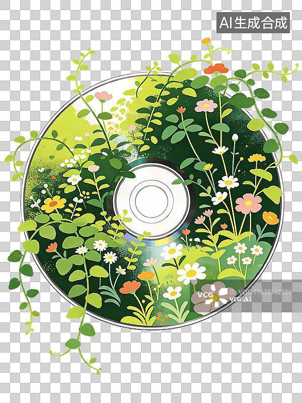 【AI数字艺术】春日花园主题CD手绘设计元素图片素材