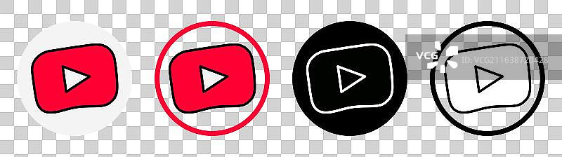 一套圆形的、不同的YouTube儿童手机应用图片素材
