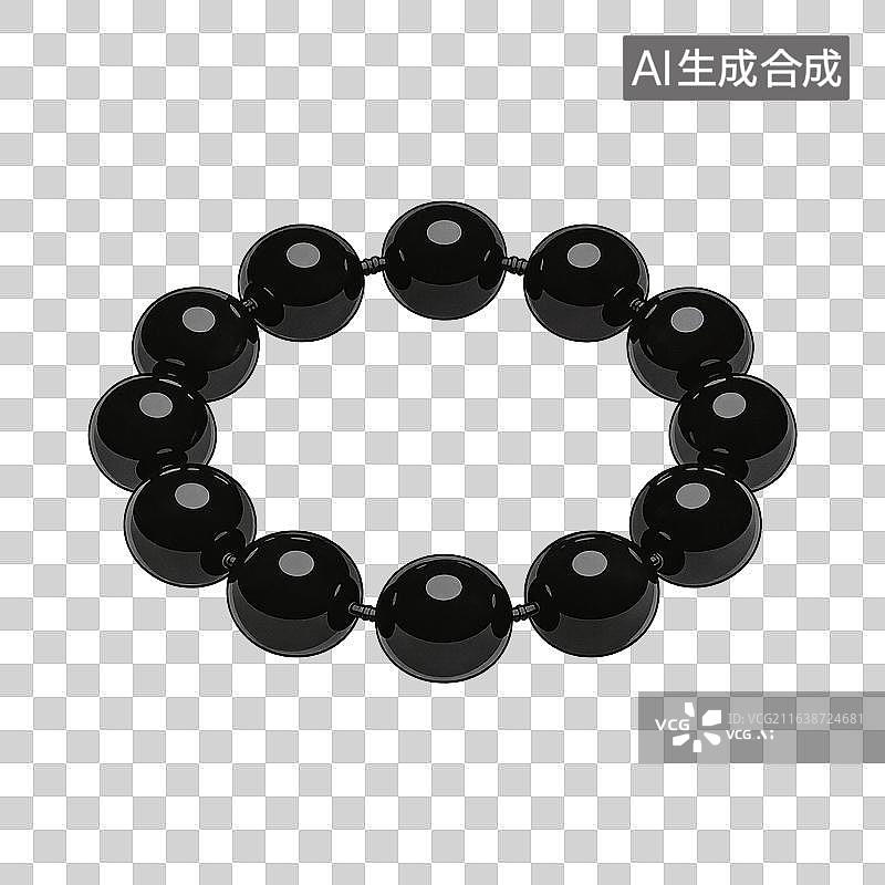 【AI数字艺术】黑玛瑙圆珠手串饰品展示图片素材