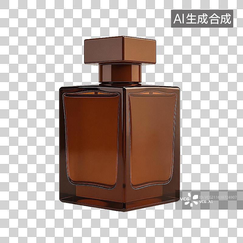 【AI数字艺术】方形茶色香水瓶产品展示图片素材
