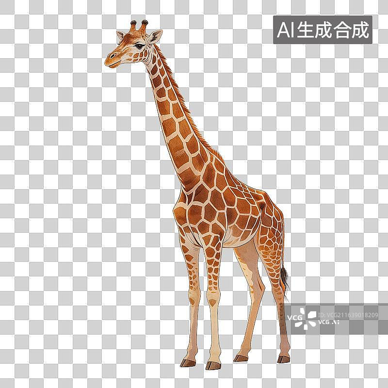 【AI数字艺术】站立的长颈鹿特写画面图片素材
